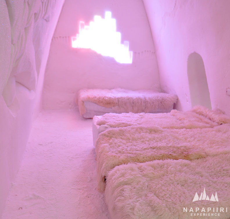 Exemple de chambre du chäteau de neige de Kemi, Laponie finlandaise