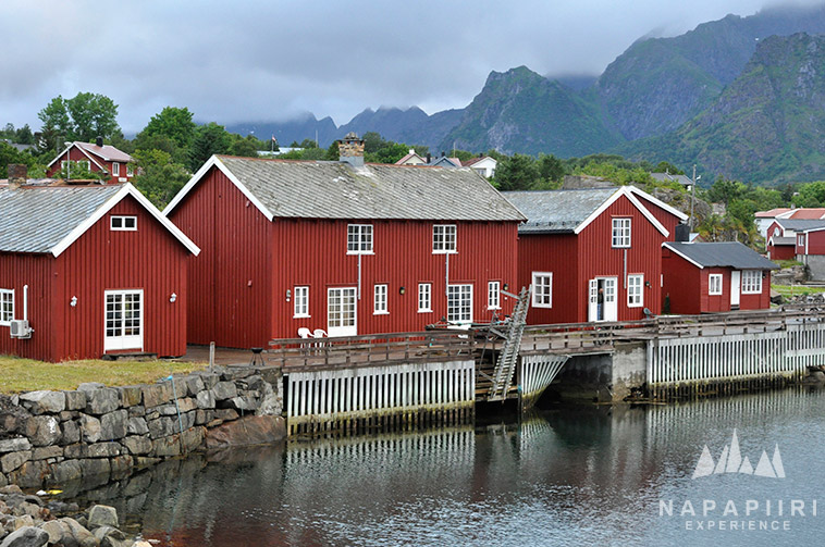 Cabane de pêcheur, rorbu à Kabelvåg, Norvège